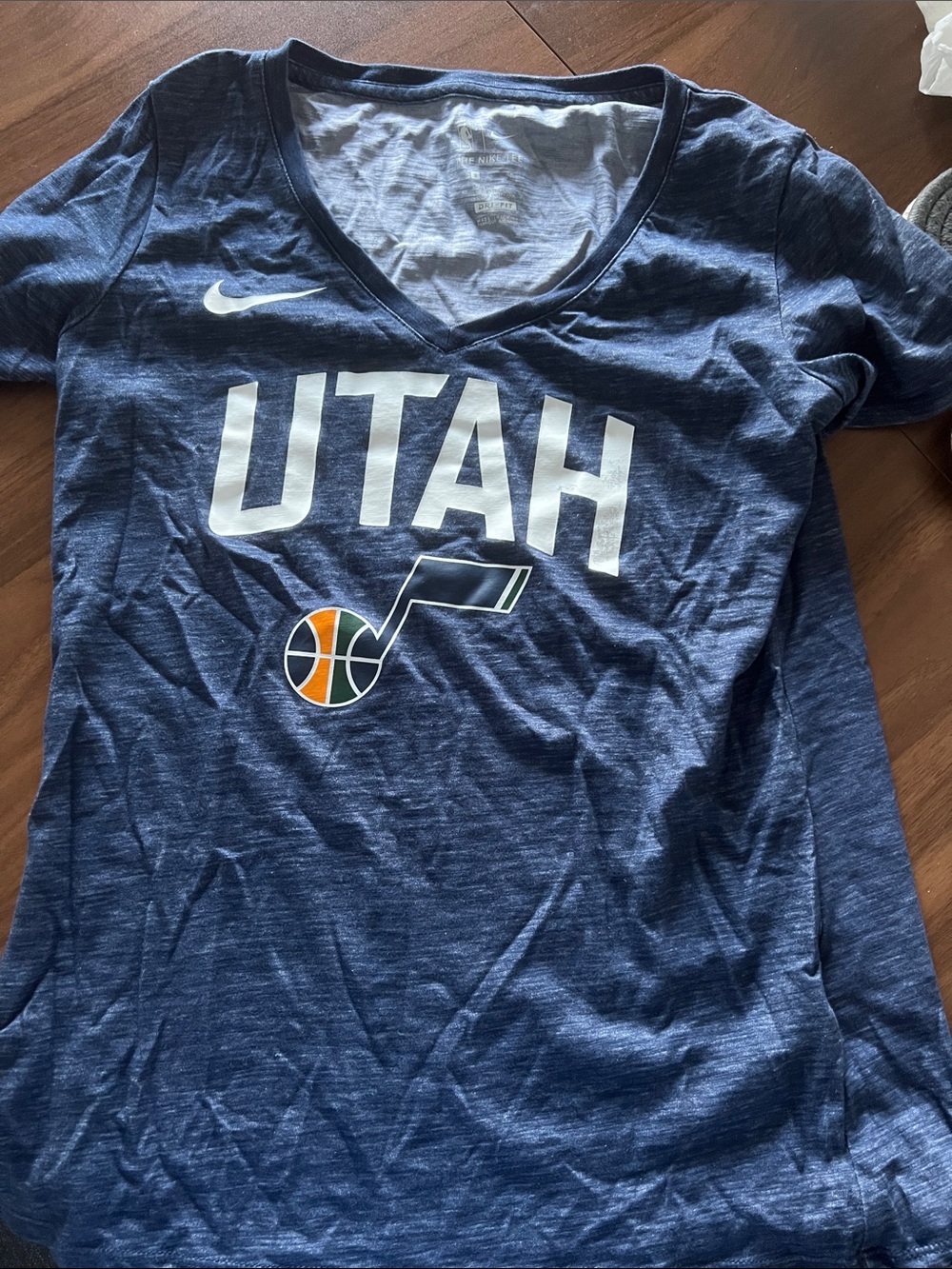 Nike Navy Utah Jazz V-Neck Tee with White Graphics